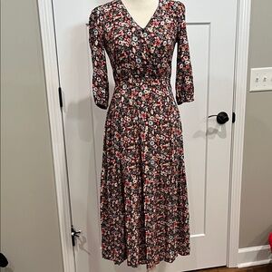 Blue Rain Floral Long Sleeve Dress